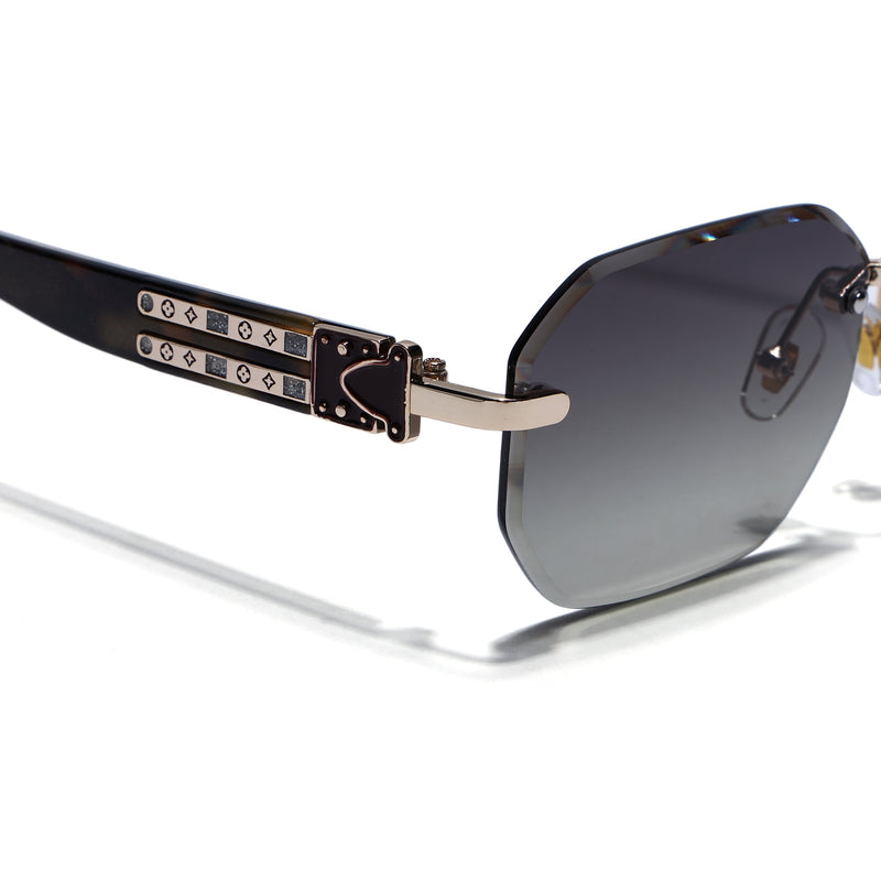 Rimless Sunglasses for Men & Women (Olive Lens | Golden Frame - MG7801)