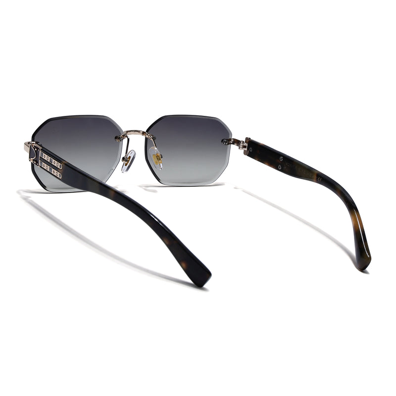 Rimless Sunglasses for Men & Women (Olive Lens | Golden Frame - MG7801)