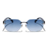 Rimless Sunglasses for Men & Women (Blue & Clear Lens | Silver Frame - MG7802)