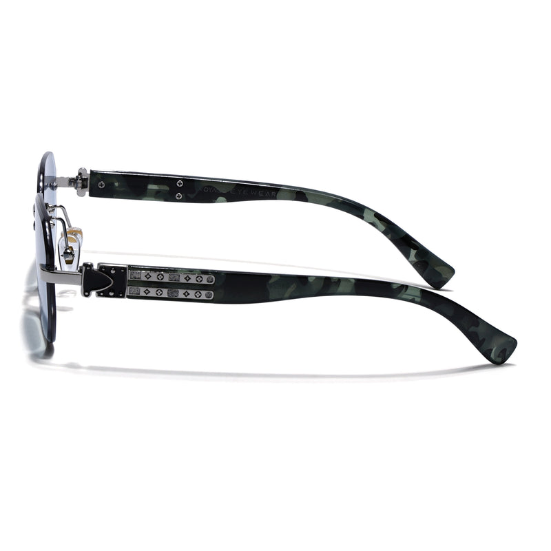 Rimless Sunglasses for Men & Women (Blue & Clear Lens | Silver Frame - MG7802)