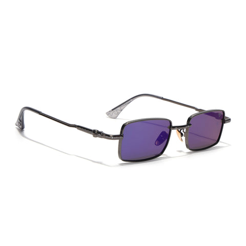 Enoch | Blue Rectangle Sunglasses | Gun Metal Frame - MG8701