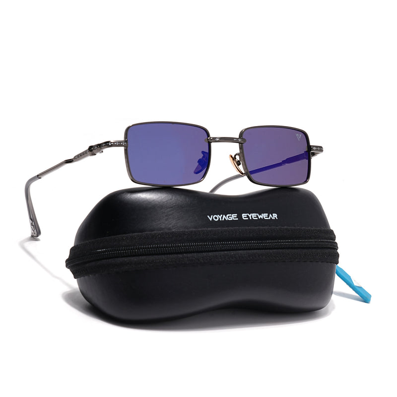 Enoch | Blue Rectangle Sunglasses | Gun Metal Frame - MG8701