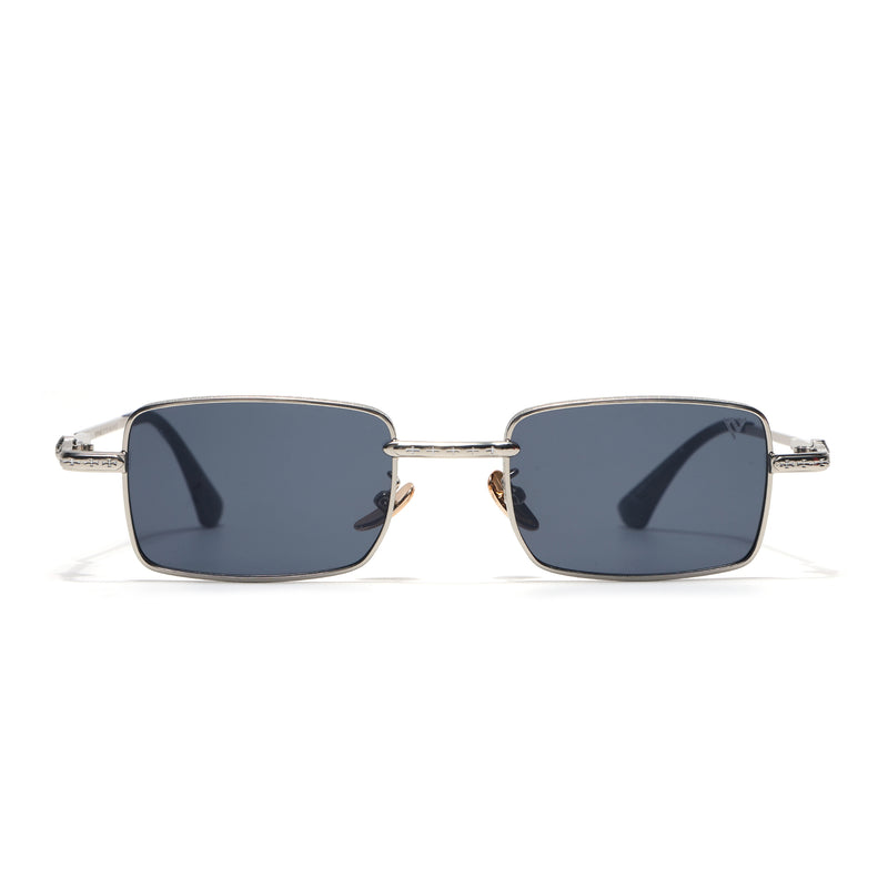 Enoch | Black Rectangle Sunglasses | Silver Frame - MG8702