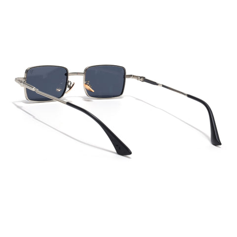Enoch | Black Rectangle Sunglasses | Silver Frame - MG8702