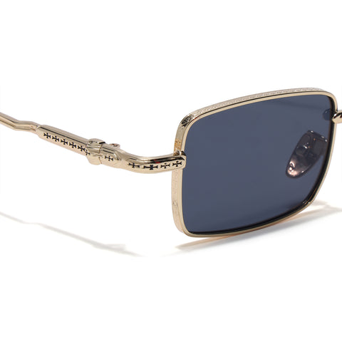 Enoch | Black Rectangle Sunglasses | Golden Frame - MG8703