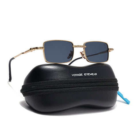 Enoch | Black Rectangle Sunglasses | Golden Frame - MG8703