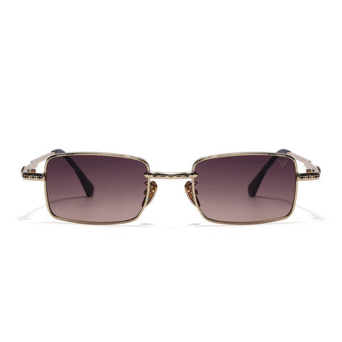 Enoch | Brown Rectangle Sunglasses | Golden Frame - MG8704