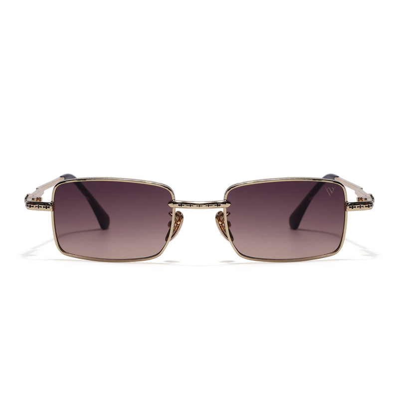 Enoch | Brown Rectangle Sunglasses | Golden Frame - MG8704