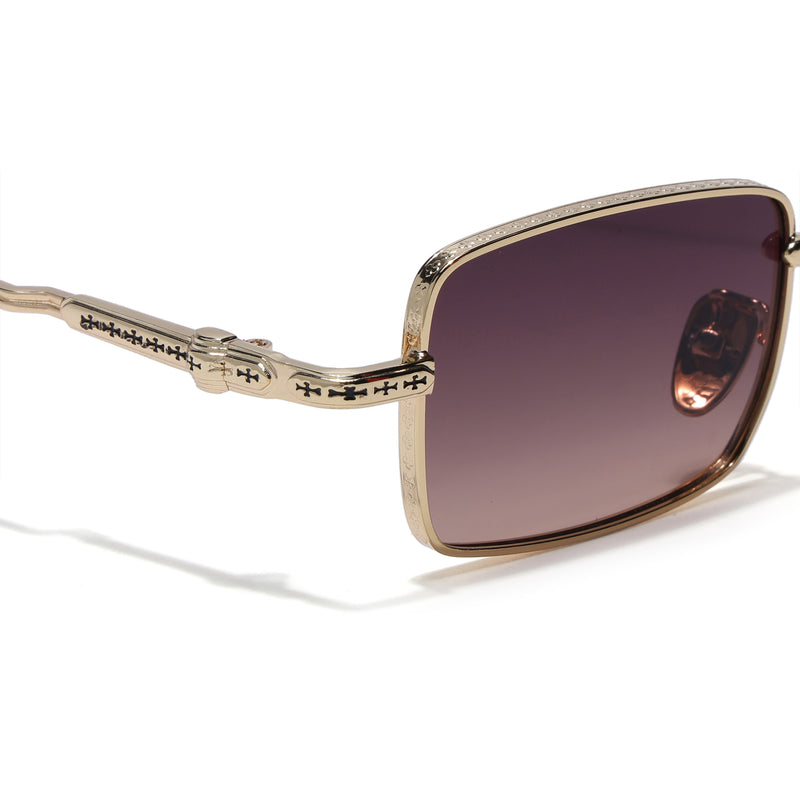 Enoch | Brown Rectangle Sunglasses | Golden Frame - MG8704