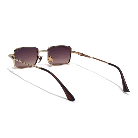 Enoch | Brown Rectangle Sunglasses | Golden Frame - MG8704