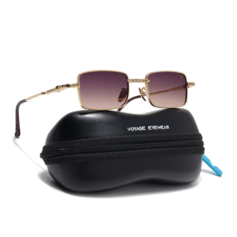 Enoch | Brown Rectangle Sunglasses | Golden Frame - MG8704