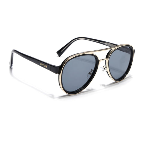 Signature Aviator | Golden & Black Sunglasses | Grey Lens  - MG7151