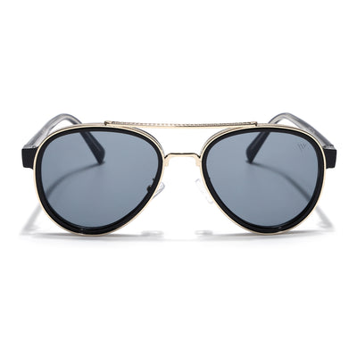 Signature Aviator | Golden & Black Sunglasses | Grey Lens  - MG7151