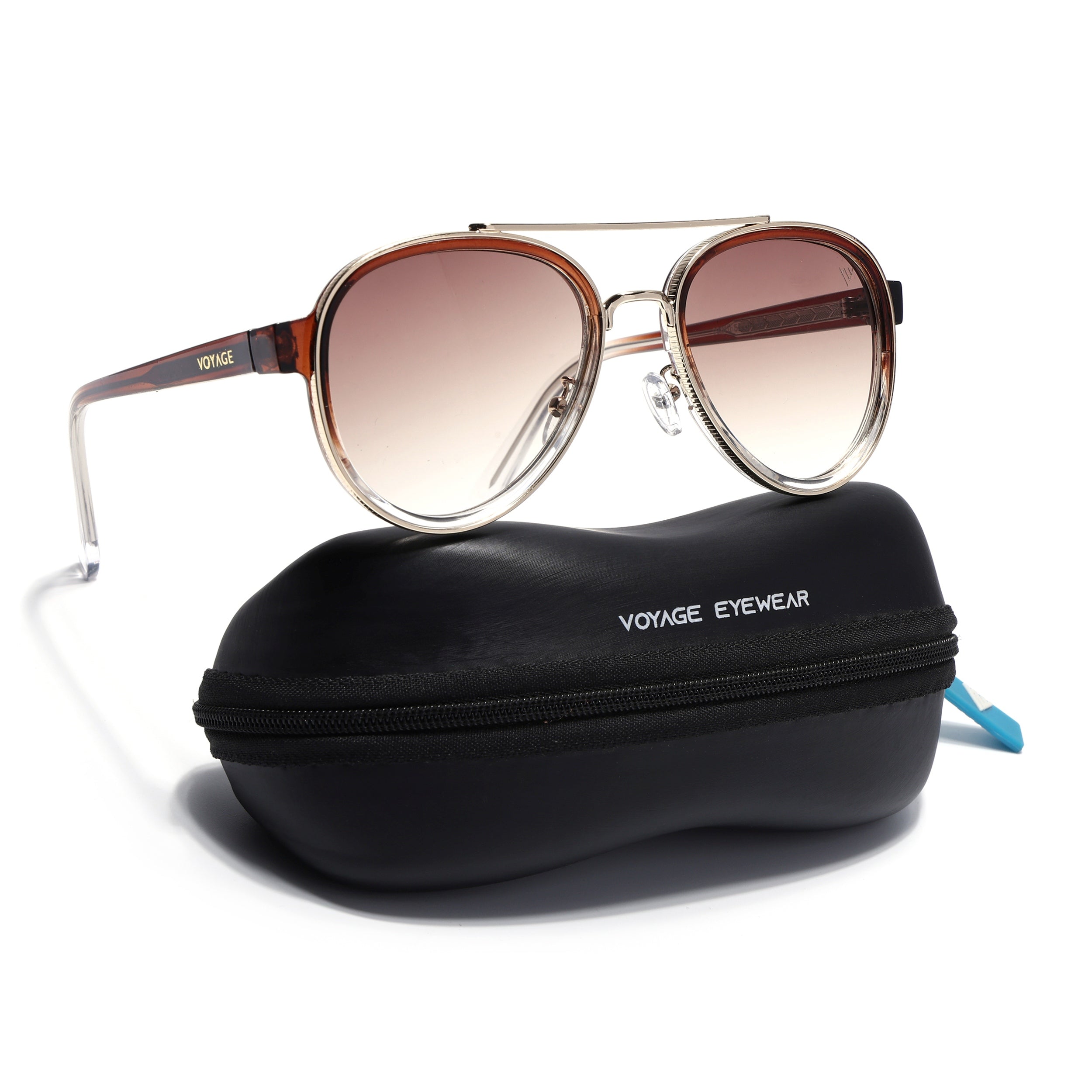 Signature Aviator | Golden & Brown Sunglasses | Brown & Clear Lens - MG7152