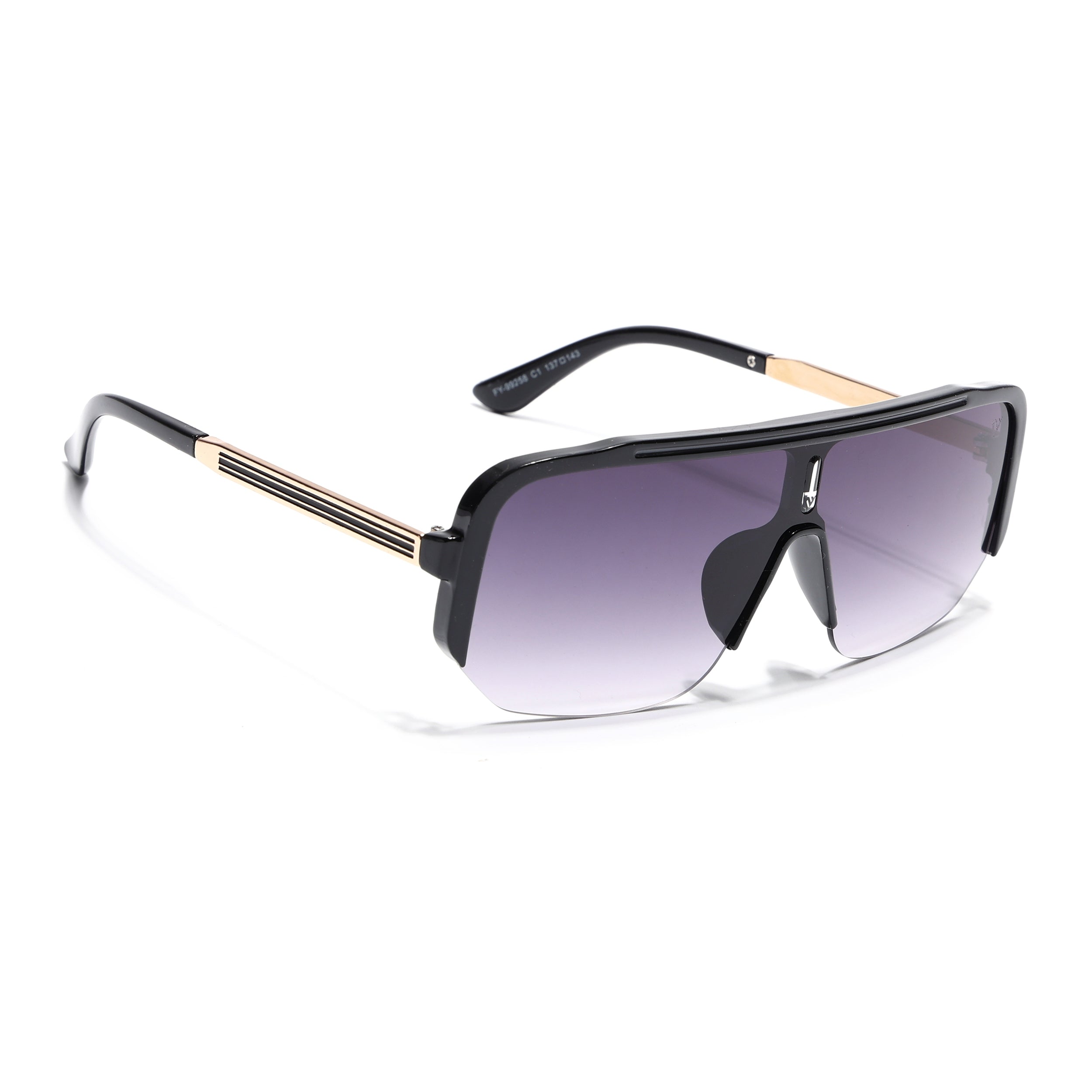 Wayfarer Sunglasses for Men & Women (Grey & Clear Lens | Shine Black Frame - MG7322)