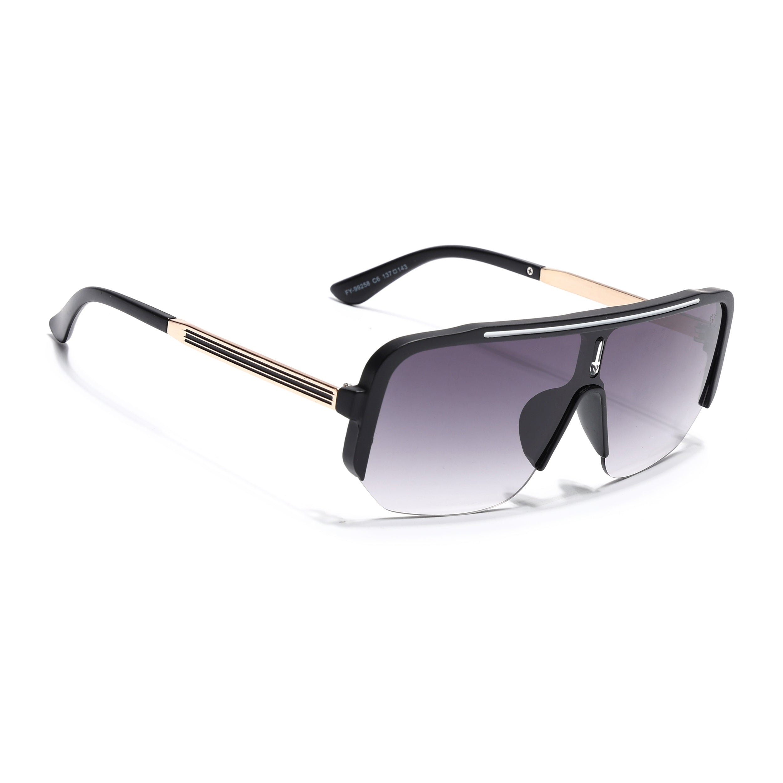 Wayfarer Sunglasses for Men & Women (Grey & Clear Lens | Matt Black Frame - MG7325)