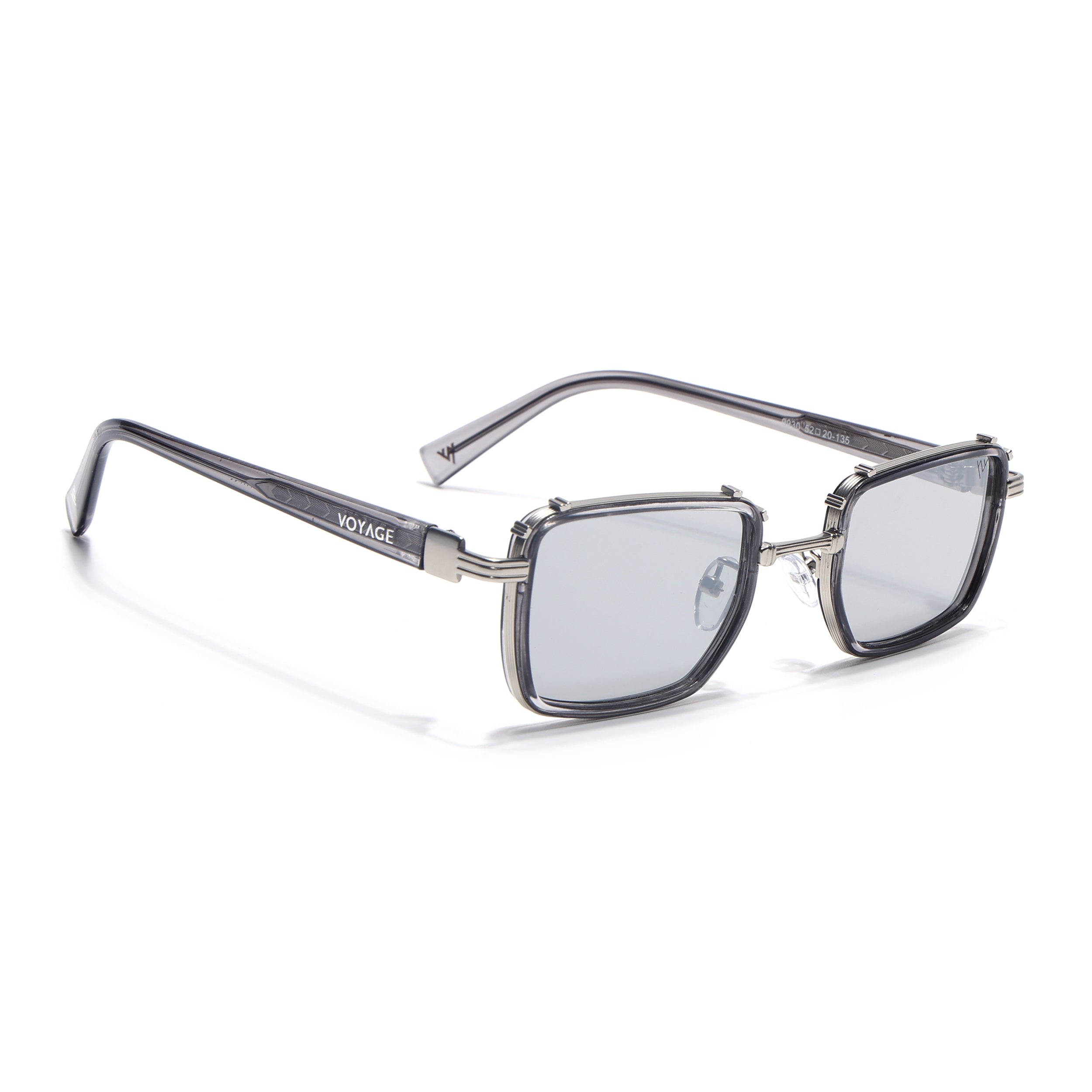 Square Sunglasses for Men & Women (Grey Lens | Silver & Grey Frame - MG7054)