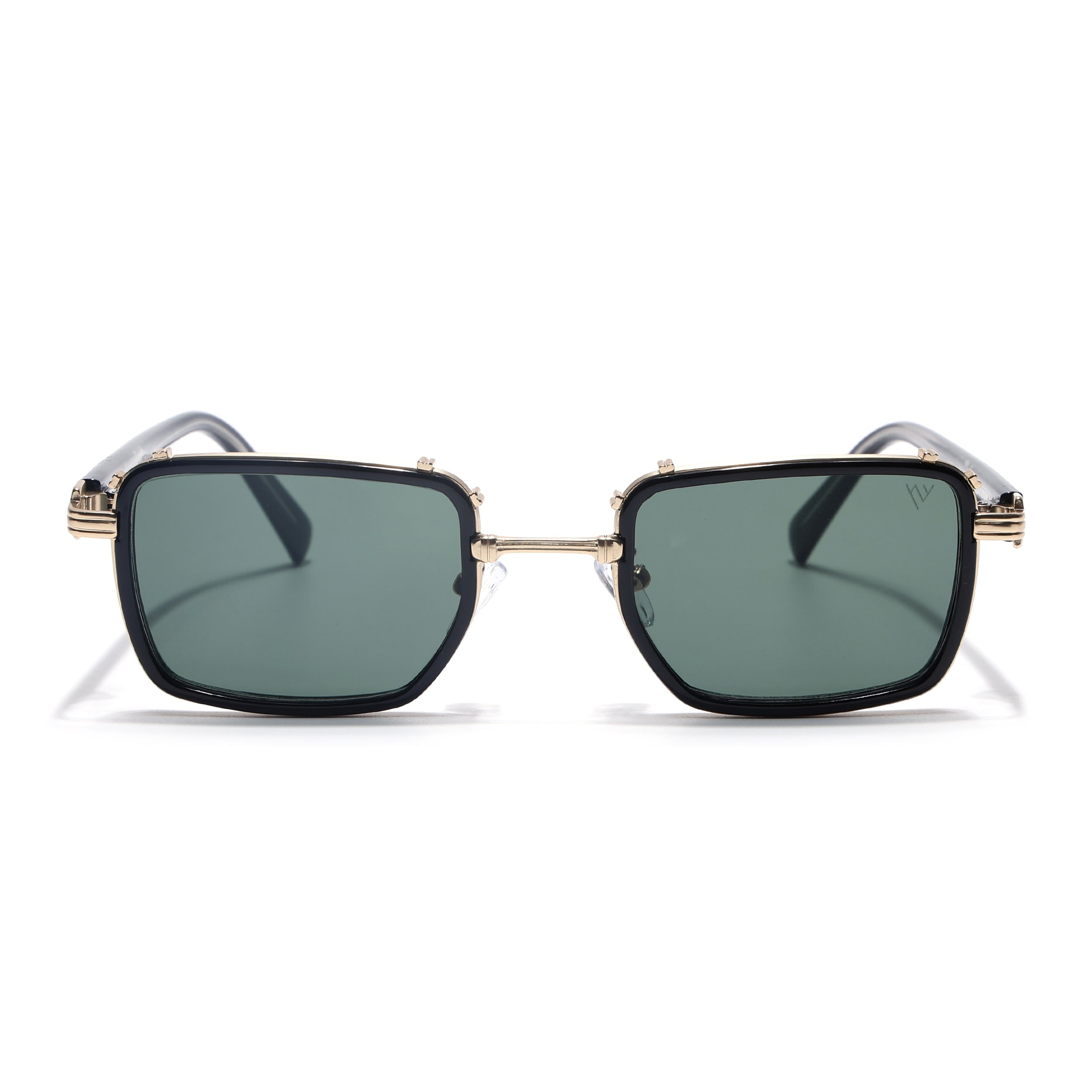 Square Sunglasses for Men & Women (Olive Lens | Golden & Black Frame - MG7055)