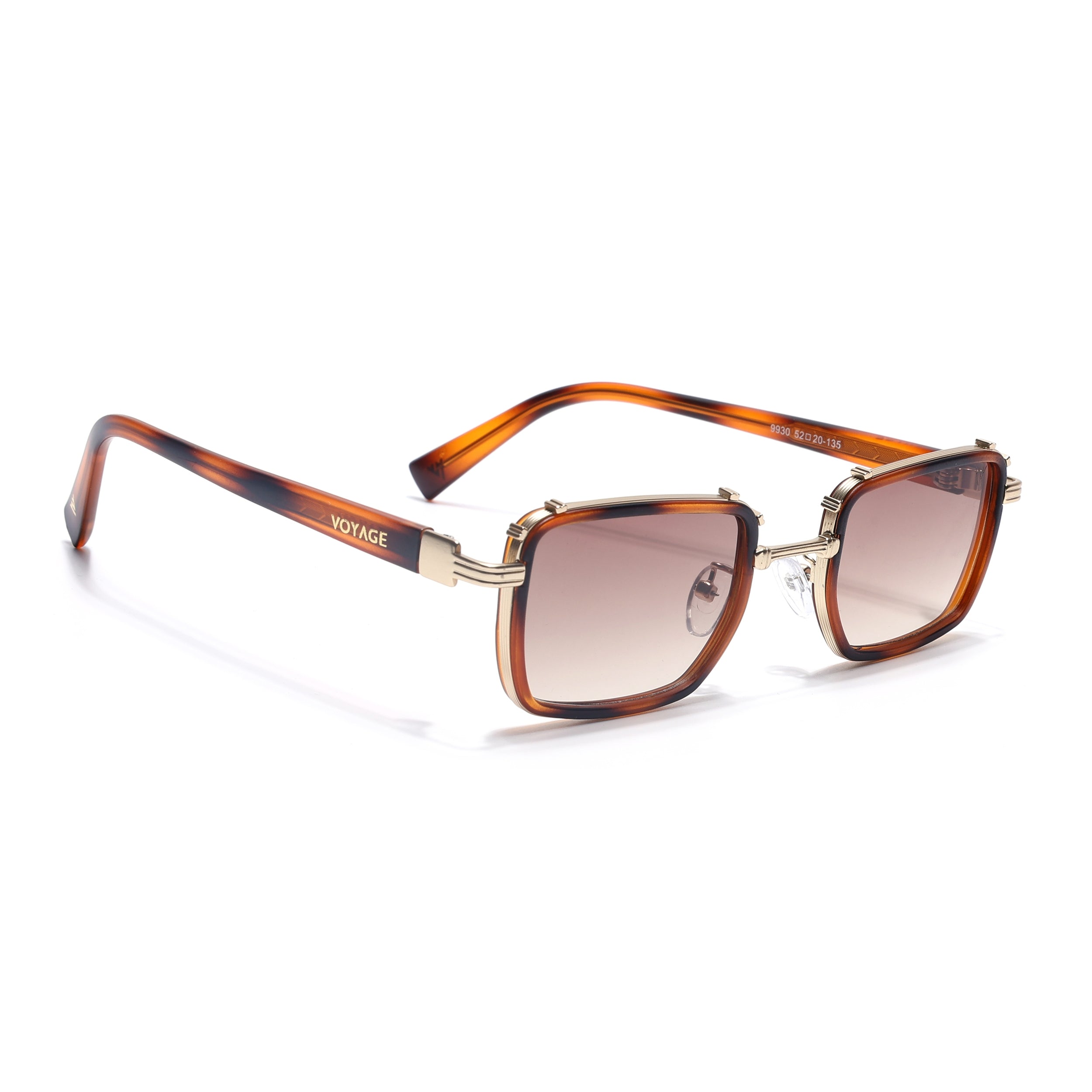 Square Sunglasses for Men & Women (Brown Lens | Golden & Demi Brown Frame - MG7056)