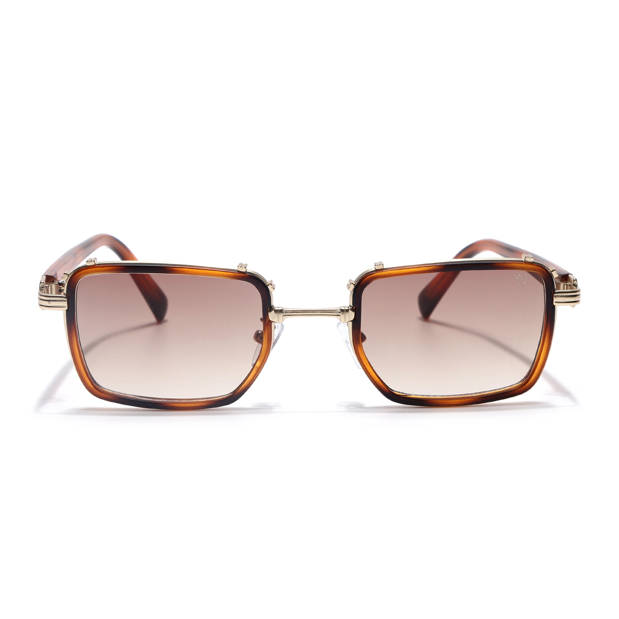 Square Sunglasses for Men & Women (Brown Lens | Golden & Demi Brown Frame - MG7056)