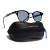 Skyline | Black Half Rim Clubmaster Sunglasses | Grey Lens - MG7100