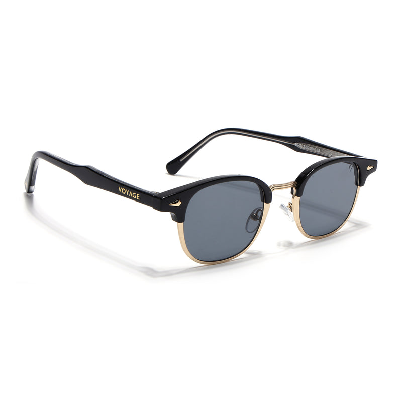 Skyline | Golden Half Rim Clubmaster Sunglasses | Grey Lens - MG7101