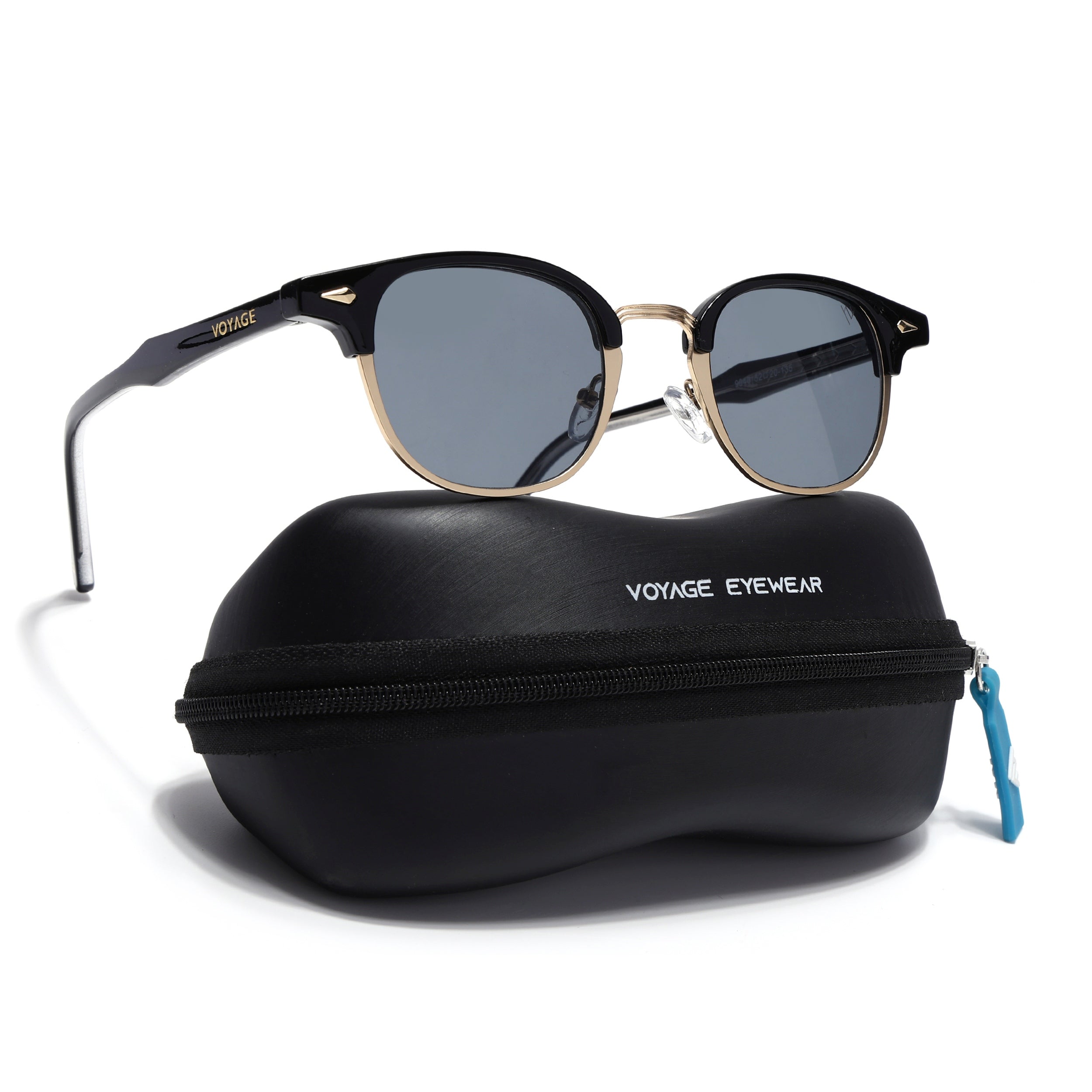 Skyline | Golden Half Rim Clubmaster Sunglasses | Grey Lens - MG7101