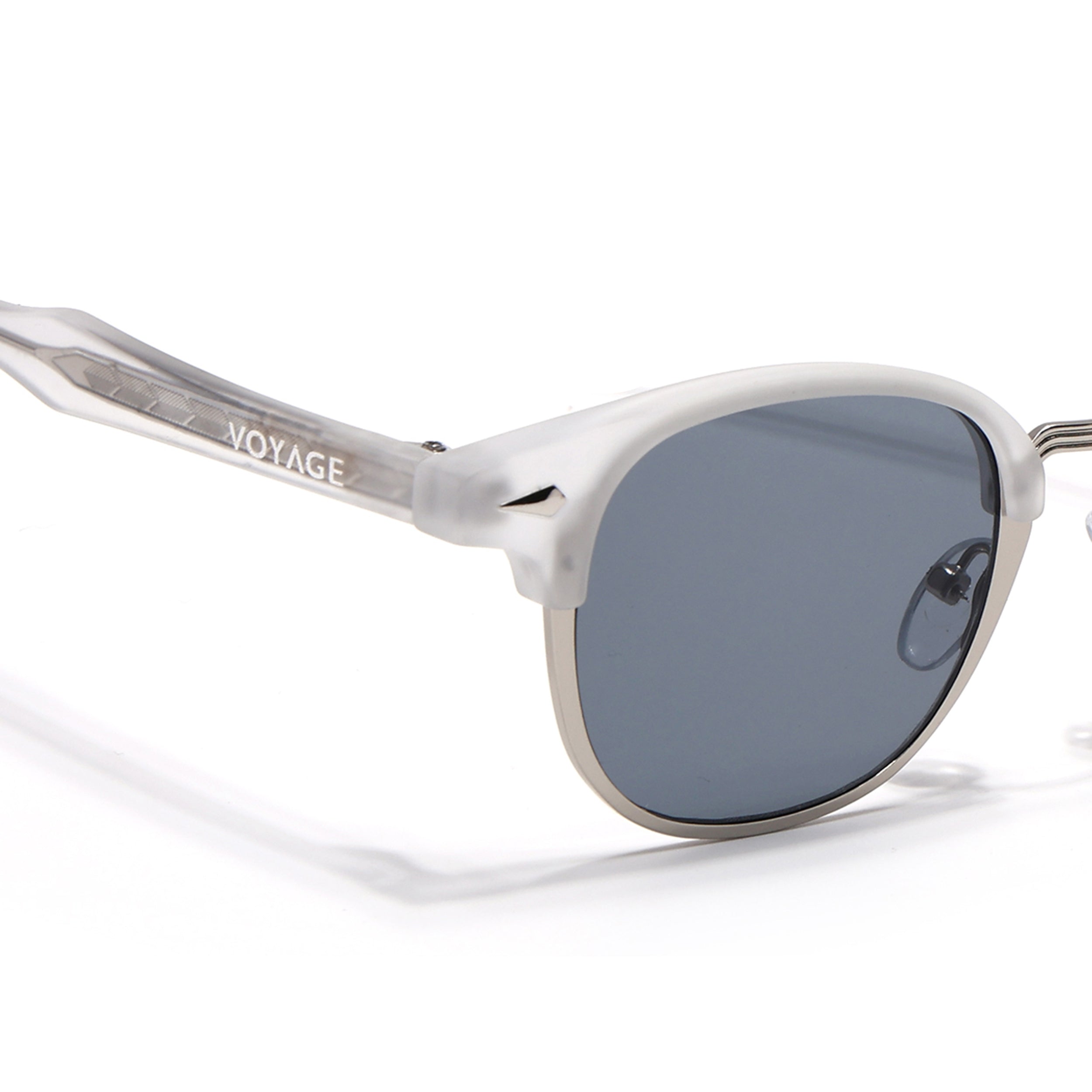 Skyline | Silver & Matt Grey Half Rim Clubmaster Sunglasses | Grey Lens - MG7102