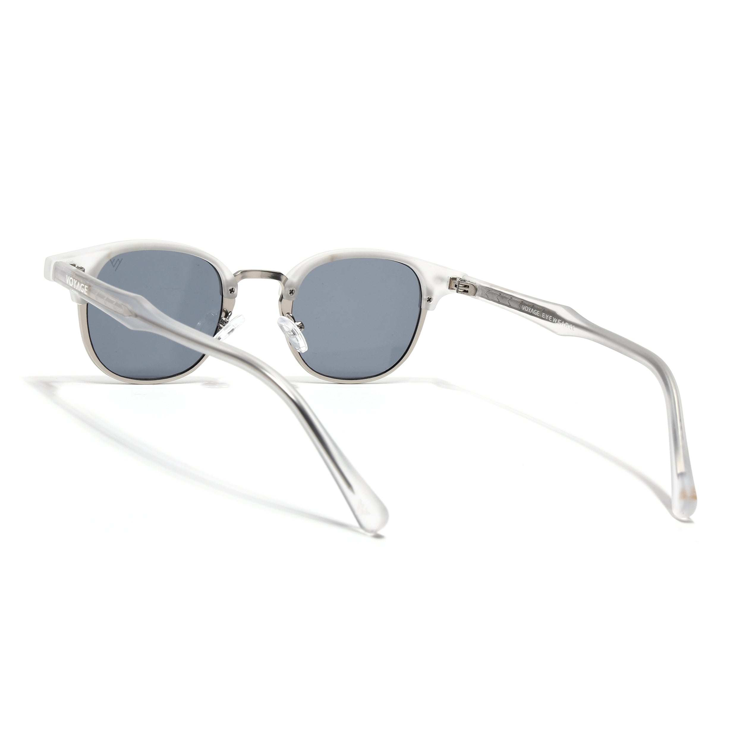Skyline | Silver & Matt Grey Half Rim Clubmaster Sunglasses | Grey Lens - MG7102