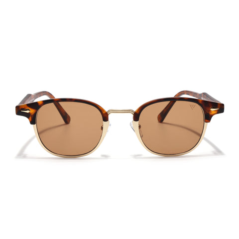 Skyline | Golden & Demi Brown Half Rim Clubmaster Sunglasses | Brown Lens - MG7103