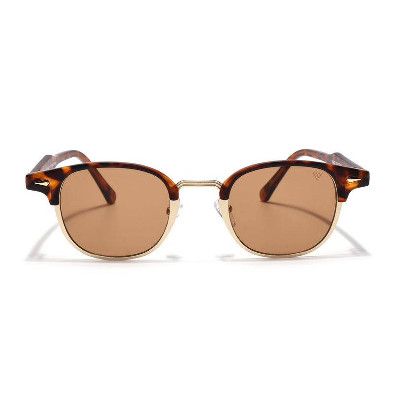 Skyline | Golden & Demi Brown Half Rim Clubmaster Sunglasses | Brown Lens - MG7103