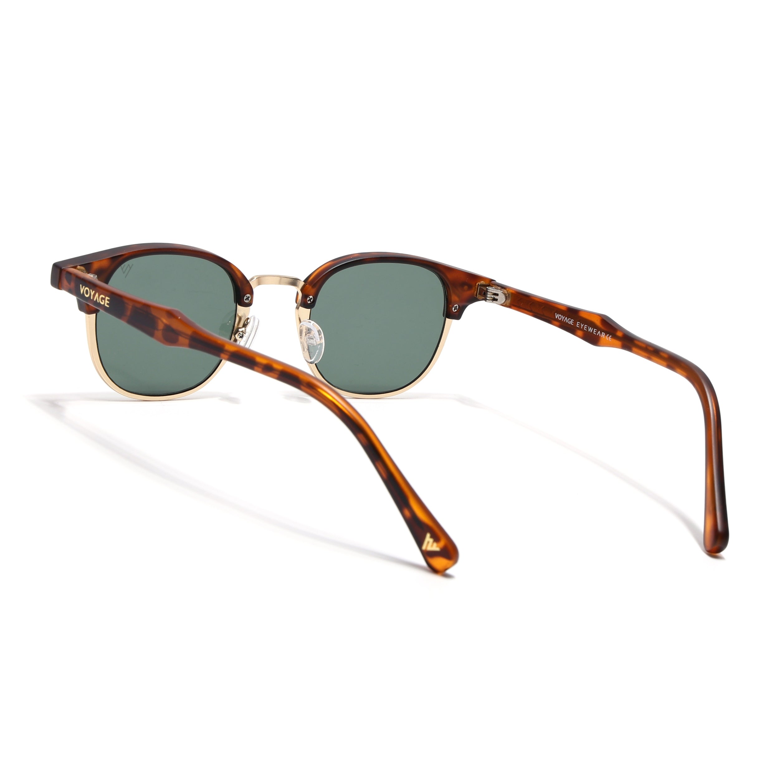Skyline | Golden & Demi Brown Half Rim Clubmaster Sunglasses | Green Lens - MG7104