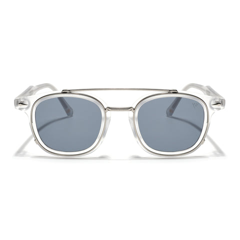 Milano | Silver & Matt Grey Wayfarer Sunglasses | Grey Lens - MG7107