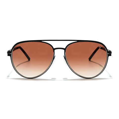 Aviator Sunglasses (Brown & Clear Lens | Black Frame - MG5605)