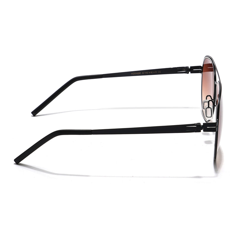 Aviator Sunglasses (Brown & Clear Lens | Black Frame - MG5605)