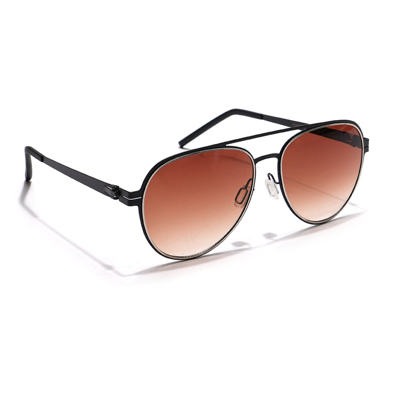 Aviator Sunglasses (Brown & Clear Lens | Black Frame - MG5605)