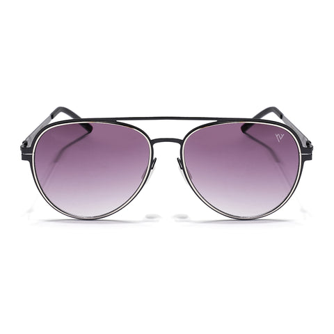 Black & Silver Polarized Aviator Sunglasses - PMG4291