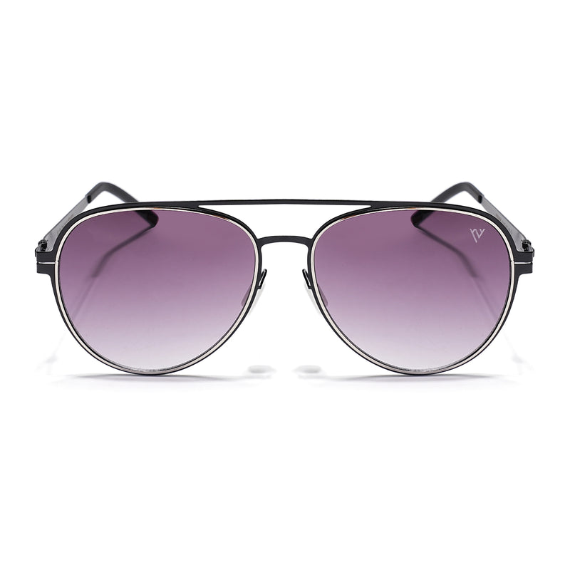 Black & Silver Polarized Aviator Sunglasses - PMG4291