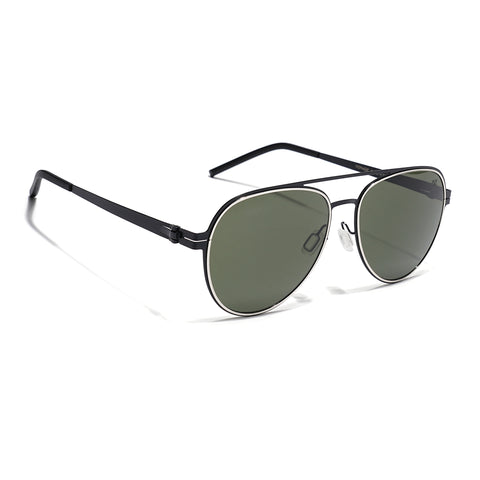 Black & Silver Polarized Aviator Sunglasses - PMG4292