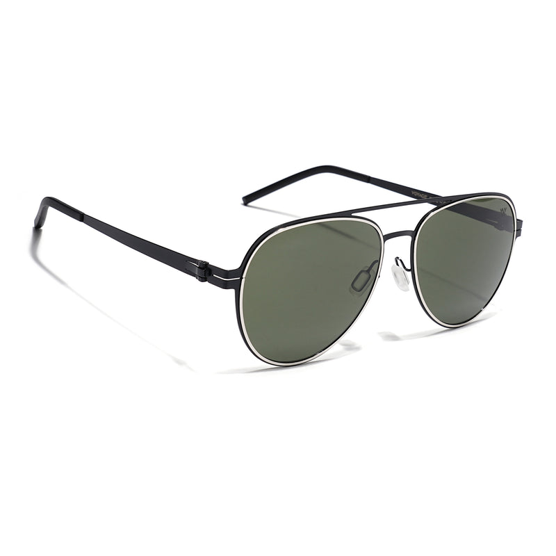 Black & Silver Polarized Aviator Sunglasses - PMG4292