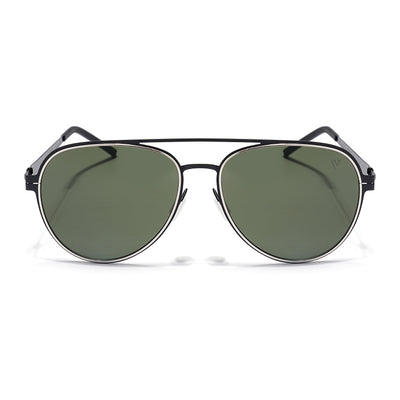 Black & Silver Polarized Aviator Sunglasses - PMG4292