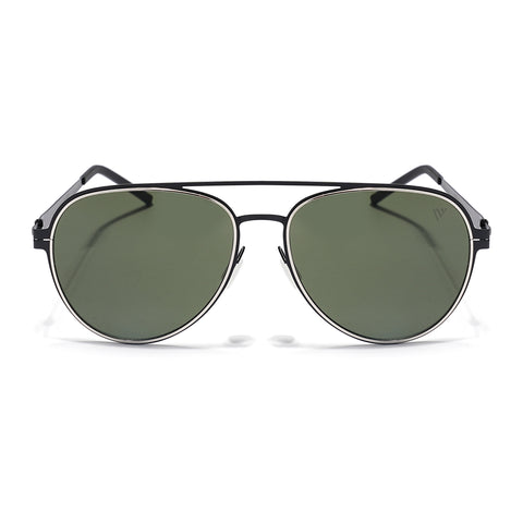 Black & Silver Polarized Aviator Sunglasses - PMG4292