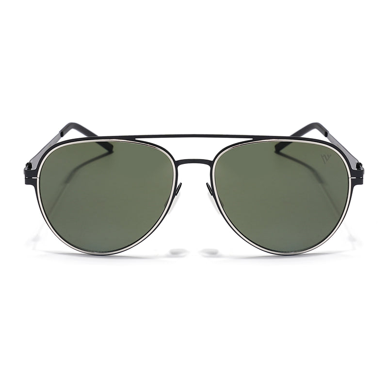 Black & Silver Polarized Aviator Sunglasses - PMG4292