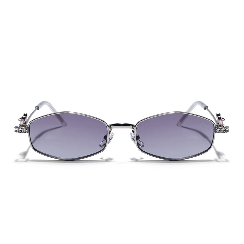 Hexagonal Sunglasses for Men & Women (Black Lens | Silver Frame - SLMG7777)