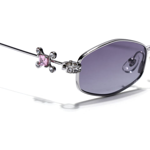 Hexagonal Sunglasses for Men & Women (Black Lens | Silver Frame - SLMG7777)