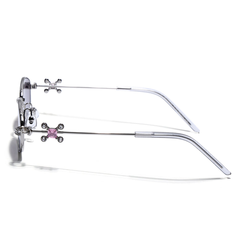 Hexagonal Sunglasses for Men & Women (Black Lens | Silver Frame - SLMG7777)