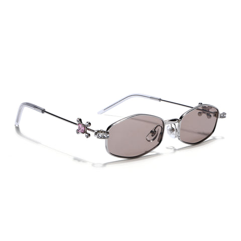 Hexagonal Sunglasses for Men & Women (Brown Lens | Silver Frame - SLMG7778)