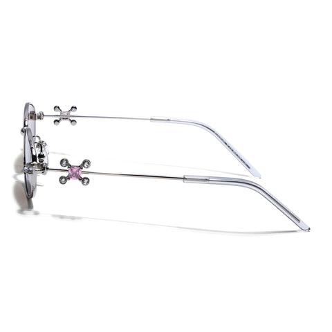 Hexagonal Sunglasses for Men & Women (Brown Lens | Silver Frame - SLMG7778)