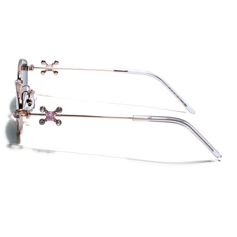 Hexagonal Sunglasses for Men & Women (Green Lens | Rose Gold Frame - SLMG7779)