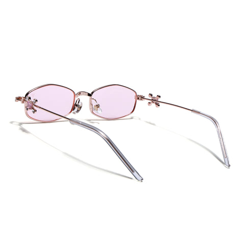 Hexagonal Sunglasses for Men & Women (Pink Lens | Rose Gold Frame - SLMG7780)